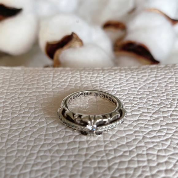 Chrome Hearts Ring Baby Classic Floral Cross Silver 925 Diamond Ring - Picture 10 of 13